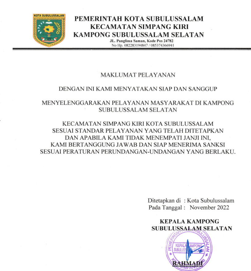 Album : maklumat pelayanan desa